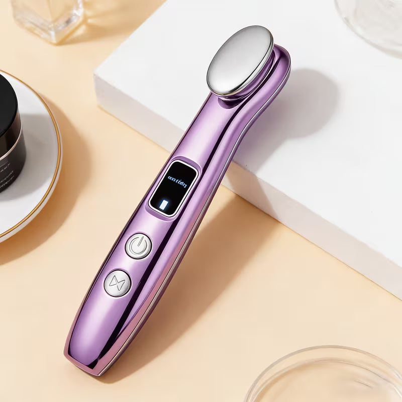 Portable massager for face, neck, and eyes with multiple functions including heating and vibration - USB rechargeable, eye heating stick and eye massager - gentle warmth and vibration for smoother skin