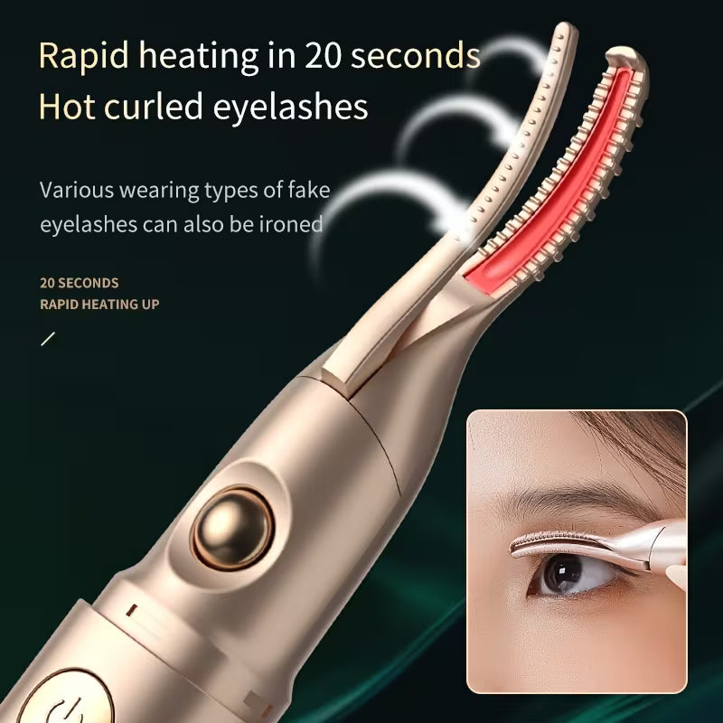 2-in-1 Multifunctional Heated Eyelash Curler, Electric Eyelash Eyebrow Trimmer, Ear and Nose Hair Shaver