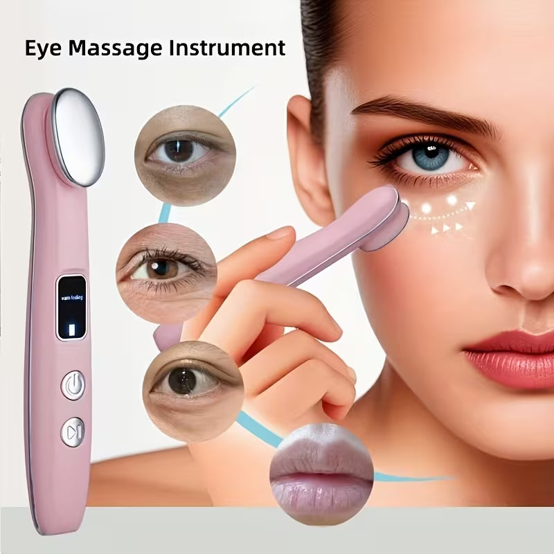 Portable massager for face, neck, and eyes with multiple functions including heating and vibration - USB rechargeable, eye heating stick and eye massager - gentle warmth and vibration for smoother skin