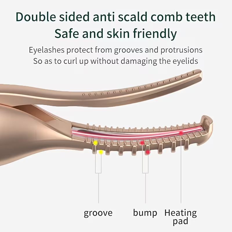 2-in-1 Multifunctional Heated Eyelash Curler, Electric Eyelash Eyebrow Trimmer, Ear and Nose Hair Shaver