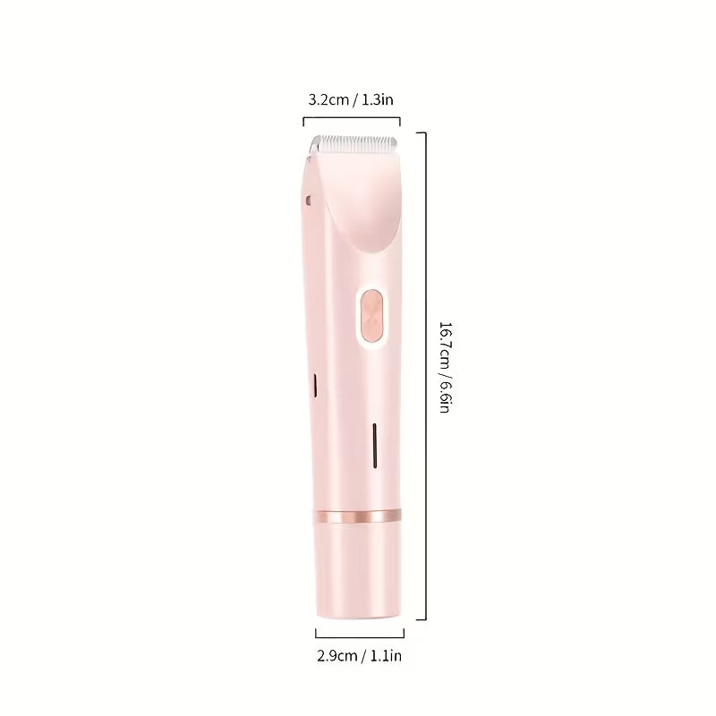 Multi-functional Electric Lady Shaver, Dual Head for Eyebrows, Face, Legs, Underarms, Bikini Area. Wet & Dry Use, Adjustable & USB Rechargeable, Portable Design Ensures Precise & Safe Shaving for Smooth Skin Anytime.