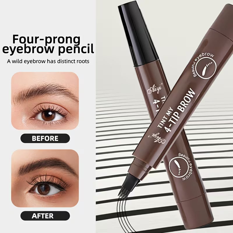 An ultra-fine, four-tip eyebrow pen, perfect for drawing natural-looking brows in one stroke. It's waterproof and smudge-proof, giving you a natural 3D look and precisely defining brow hairs for long-lasting clarity.