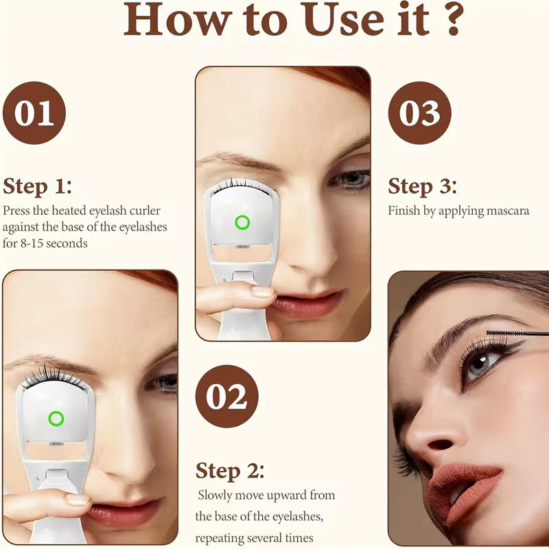 Electric Eyelash Curler with 3 Heat Modes for Women, Natural Eyelash Curler for Eyes, Makeup Tools