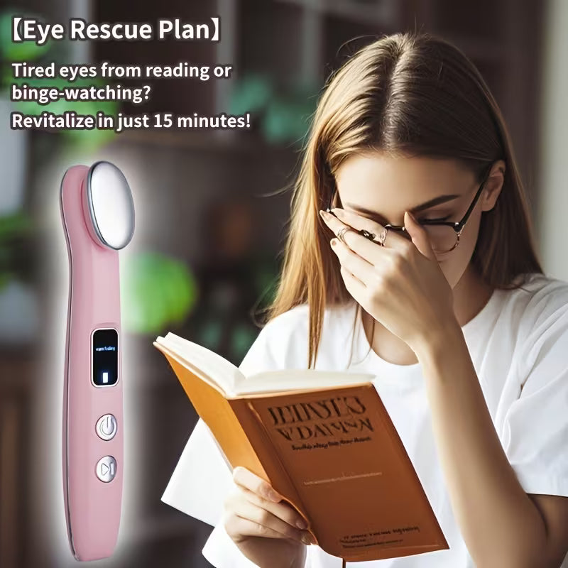 Portable massager for face, neck, and eyes with multiple functions including heating and vibration - USB rechargeable, eye heating stick and eye massager - gentle warmth and vibration for smoother skin