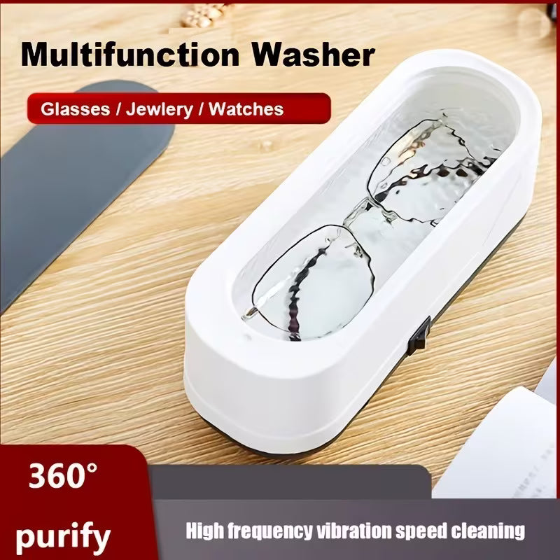 High-frequency glasses and jewelry cleaning device, multi-functional wireless cleaning device, easy to use, suitable for watches, bracelets, jewelry, dentures and makeup brushes - made of durable plastic