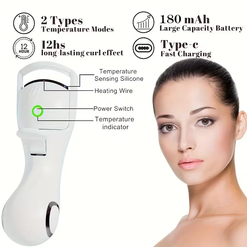 Electric Eyelash Curler with 3 Heat Modes for Women, Natural Eyelash Curler for Eyes, Makeup Tools