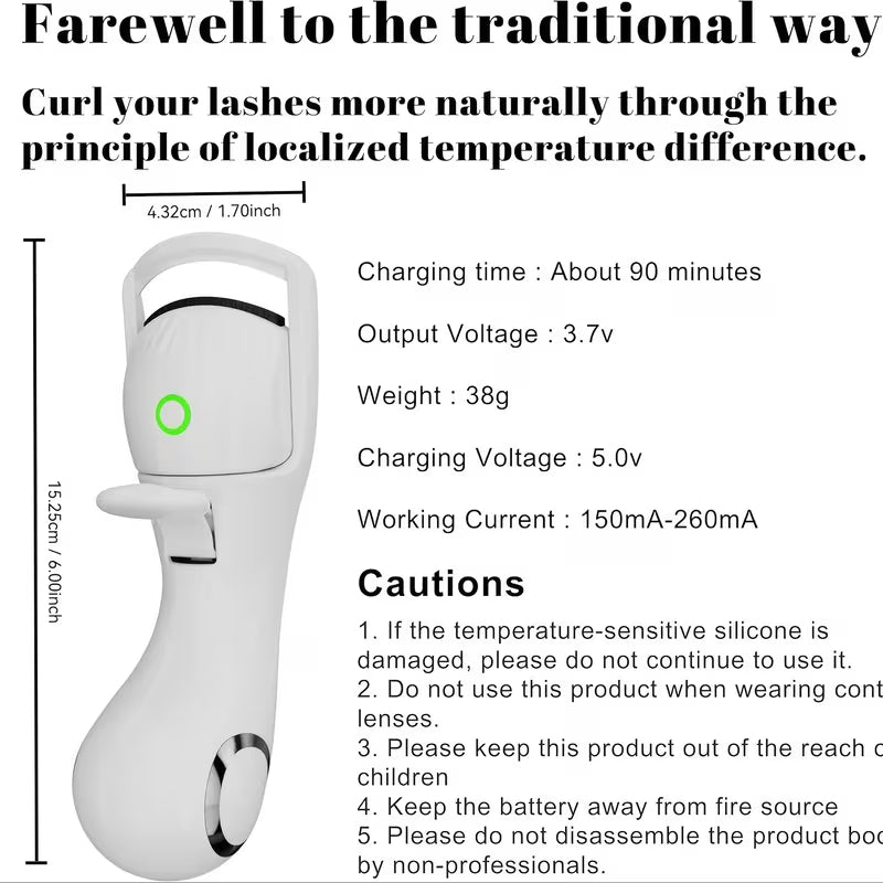 Electric Eyelash Curler with 3 Heat Modes for Women, Natural Eyelash Curler for Eyes, Makeup Tools