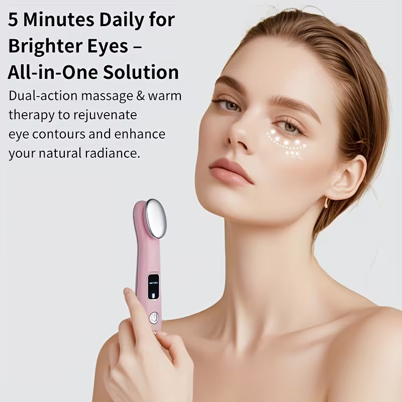 Portable massager for face, neck, and eyes with multiple functions including heating and vibration - USB rechargeable, eye heating stick and eye massager - gentle warmth and vibration for smoother skin