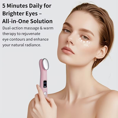 Portable massager for face, neck, and eyes with multiple functions including heating and vibration - USB rechargeable, eye heating stick and eye massager - gentle warmth and vibration for smoother skin