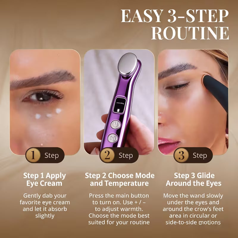 Portable massager for face, neck, and eyes with multiple functions including heating and vibration - USB rechargeable, eye heating stick and eye massager - gentle warmth and vibration for smoother skin