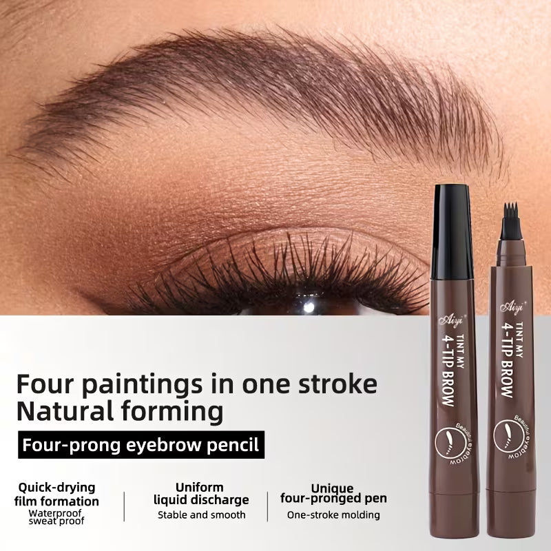 An ultra-fine, four-tip eyebrow pen, perfect for drawing natural-looking brows in one stroke. It's waterproof and smudge-proof, giving you a natural 3D look and precisely defining brow hairs for long-lasting clarity.